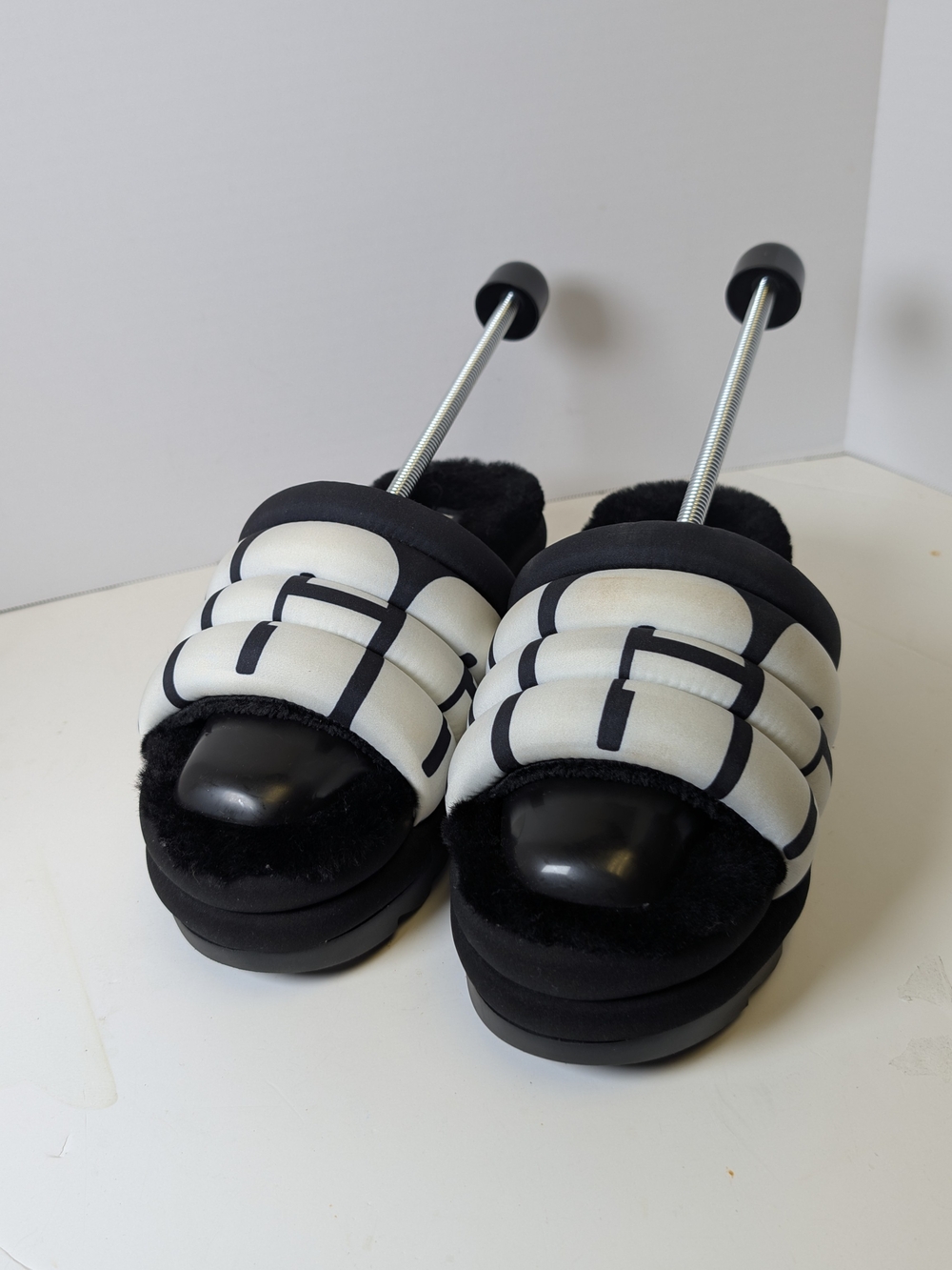 UGG Black & White Quilted Slide Slippers